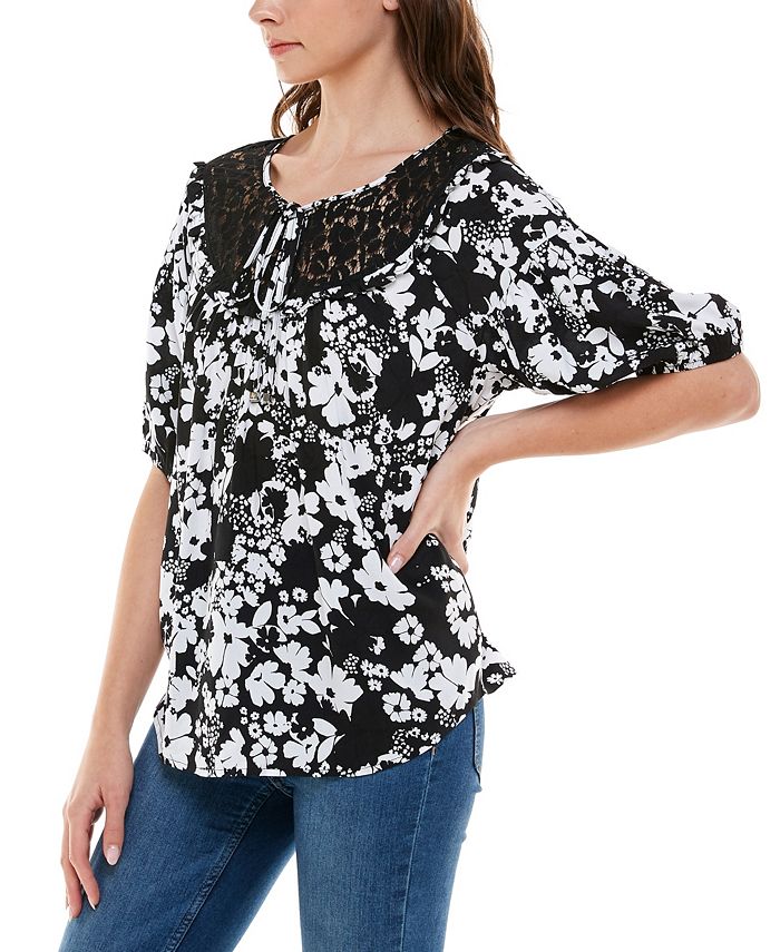 Adrienne Vittadini Women's Elbow Sleeve Peasant Top & Reviews - Tops ...