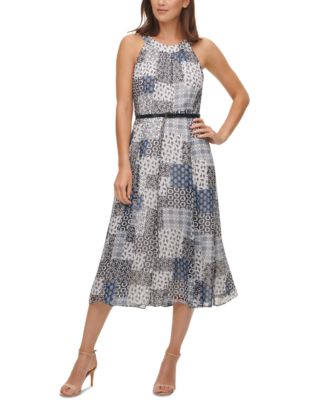 tommy hilfiger printed belted halter midi dress Tommy Hilfiger Printed Belted Halter Midi Dress
