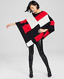 Colorblock Cashmere Poncho, Created for Macy's