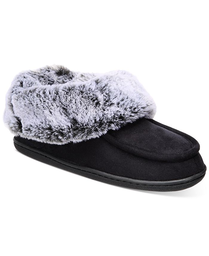 Charter Club Faux-Fur-Trim Plaid Boxed Slippers, Created for Macy's ...