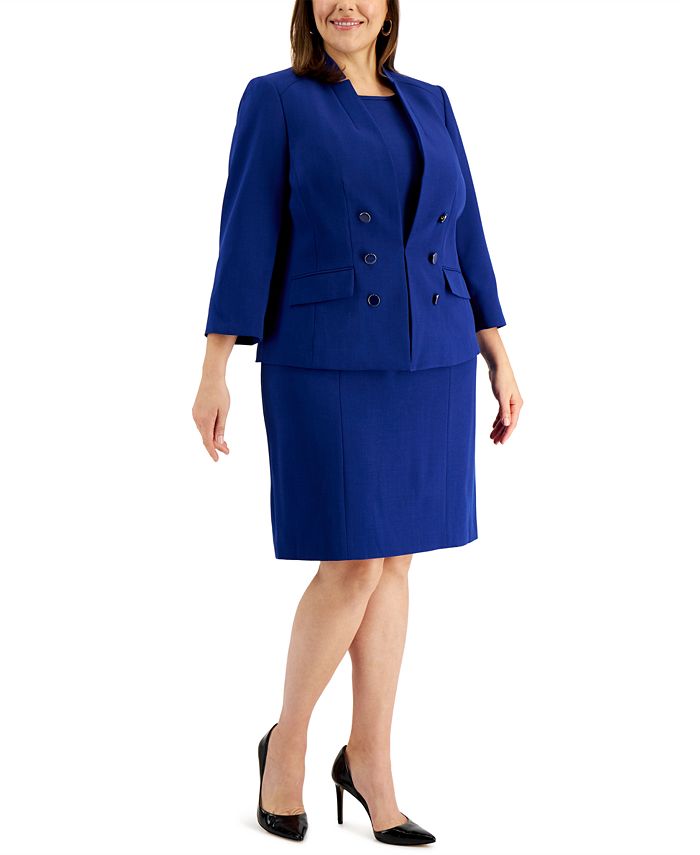 Royal blue skirt deals suit plus size