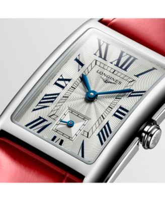 Longines Women's Swiss Longines DolceVita Red Leather Strap Watch 23x37mm L55124715