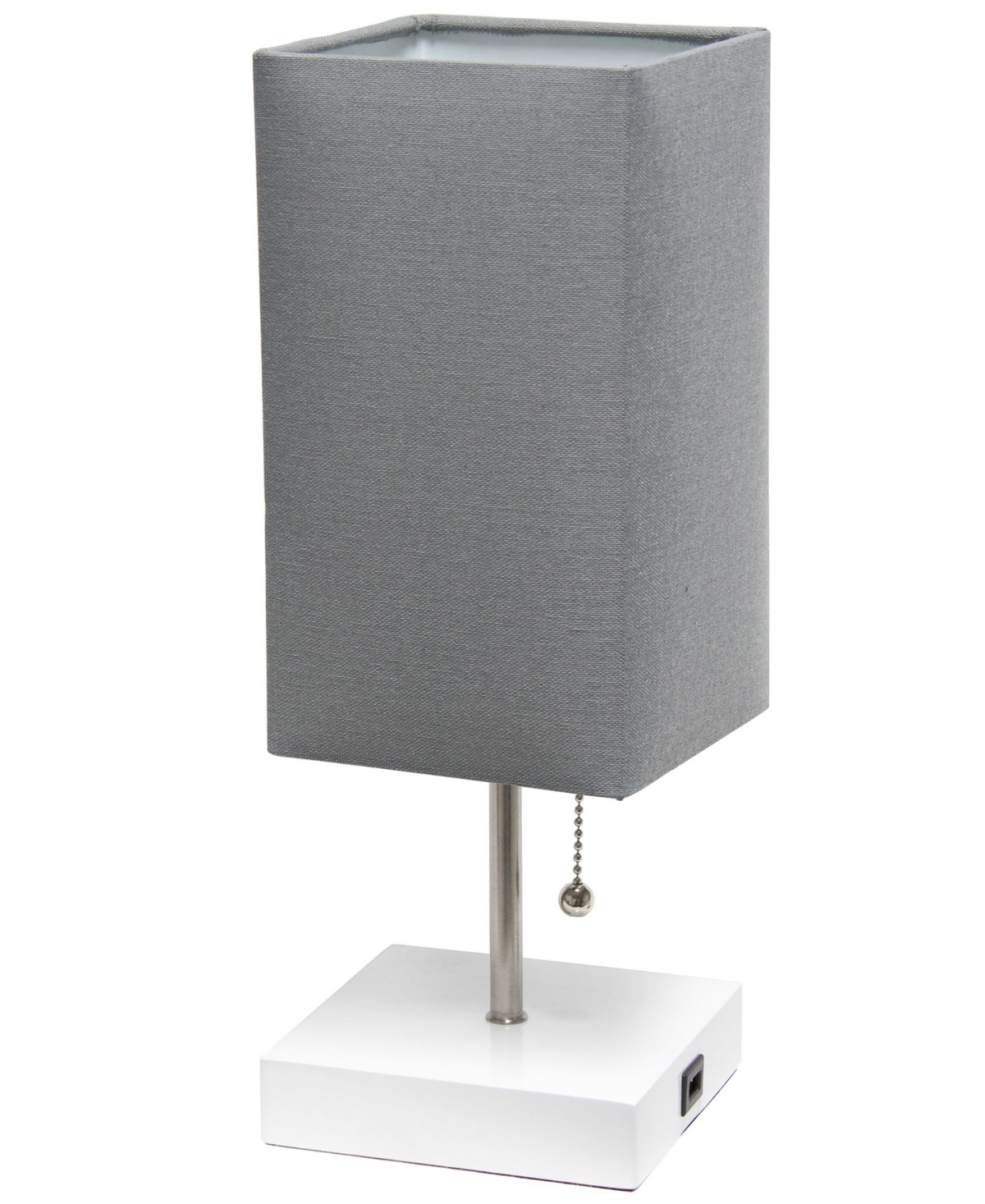 Simple Designs Petite Stick Lamp with Usb Charging Port and Shade - White Base