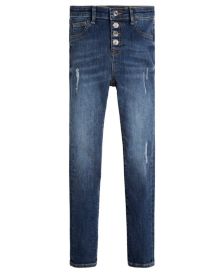 Big Girls Button Front High Waisted Super Stretch Jeans