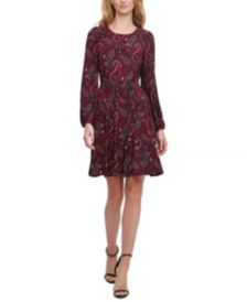 Paisley-Print Fit & Flare Dress