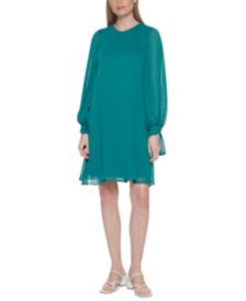 Blouson-Sleeve Trapeze Dress