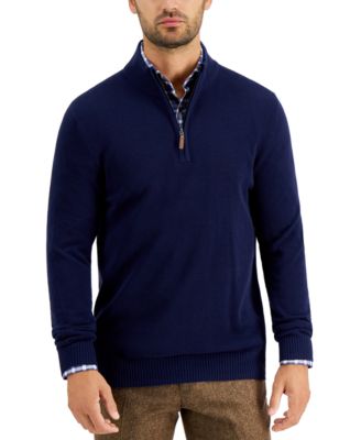 Men's Quarter-Zip Textured Cotton Sweater, Created for Macy's 