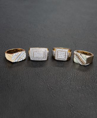 Men's Diamond Diagonal Cluster Ring (1/4 ct. t.w.) in 14k Gold-Plated Sterling Silver