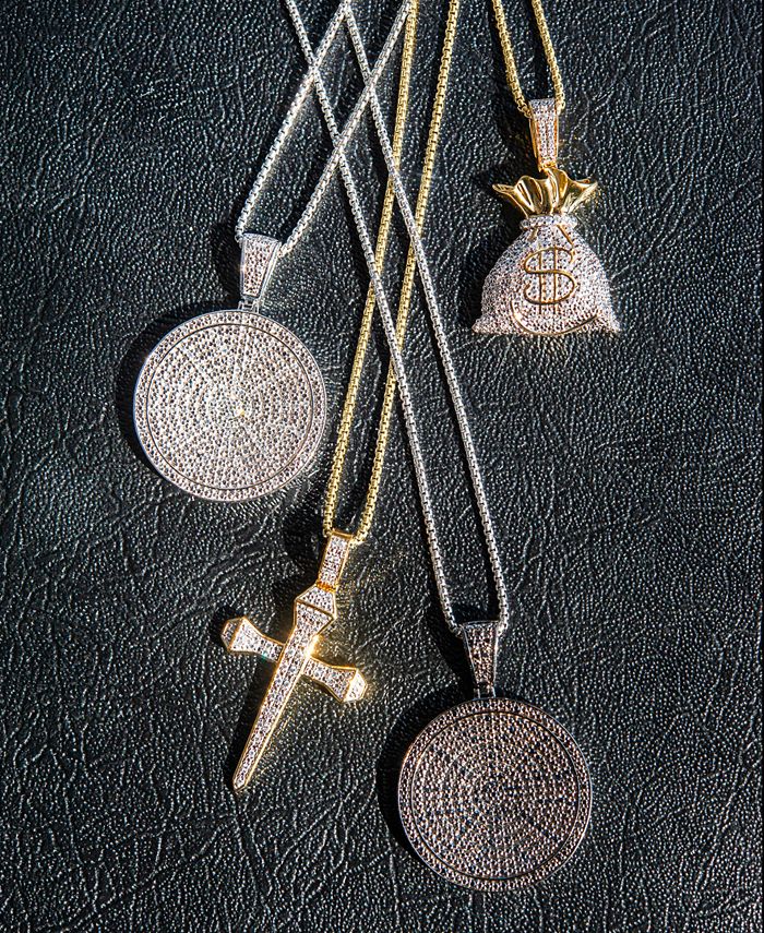 Macy's - Men's Diamond Cross 22" Pendant Necklace (1/4 ct. t.w.) in 14k Gold-Plated Sterling Silver