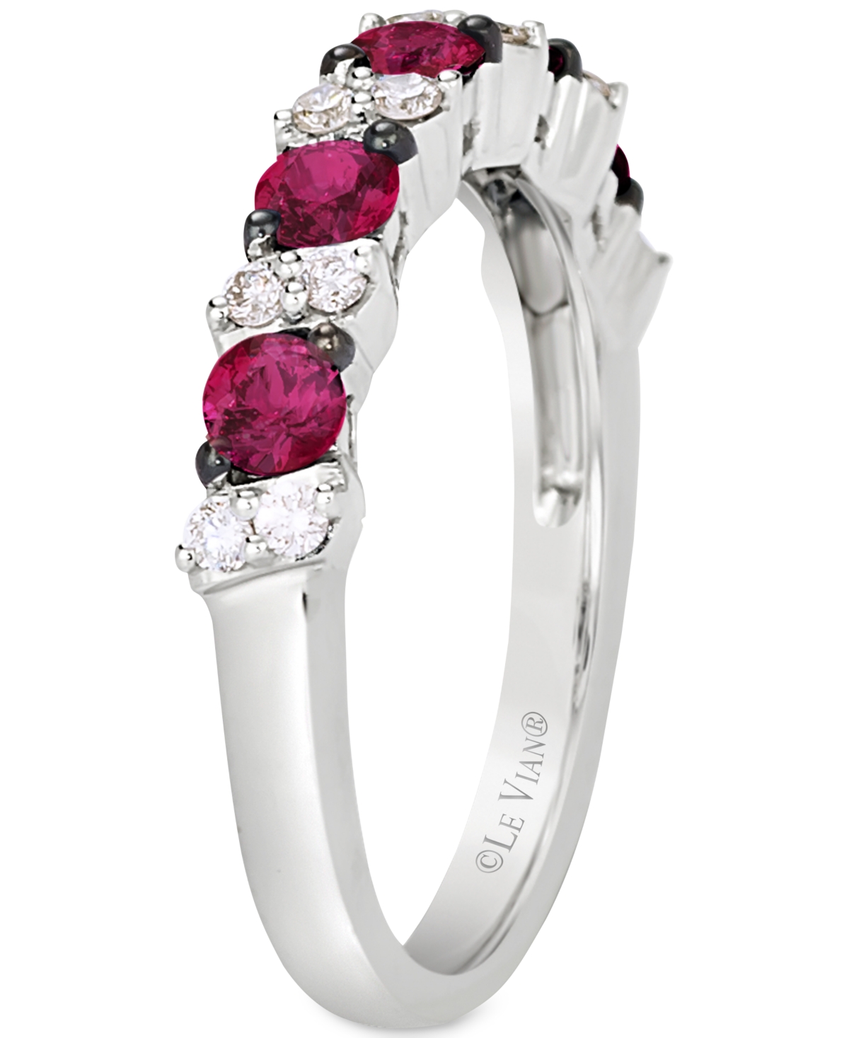 Le Vian Passion(1-1/20 ct. t.w.) & Nude Diamond (1/5 ct .t.w.) Band in 14k White Gold - Ruby