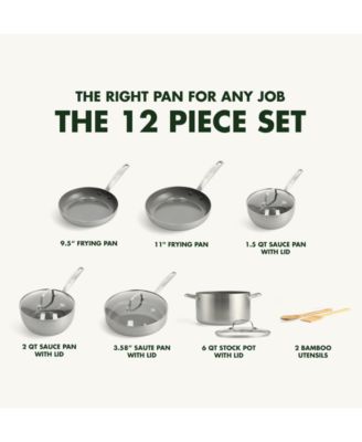 Chatham Stainless Ceramic Nonstick 12-Pc. Cookware Set