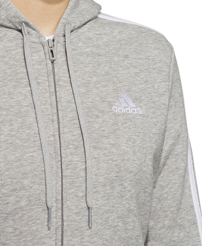 adidas Women's 3Stripe Cotton Fleece FullZip Sweatshirt Macy's