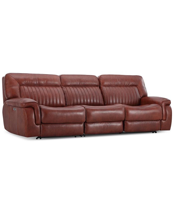 Furniture Thaniel 3Pc. Leather Sofa with 3 Power Recliners, Created for Macy's Macy's