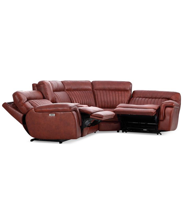 Furniture - Thaniel 5-Pc. Leather Sectional with 2 Power Recliners and 1 USB Console