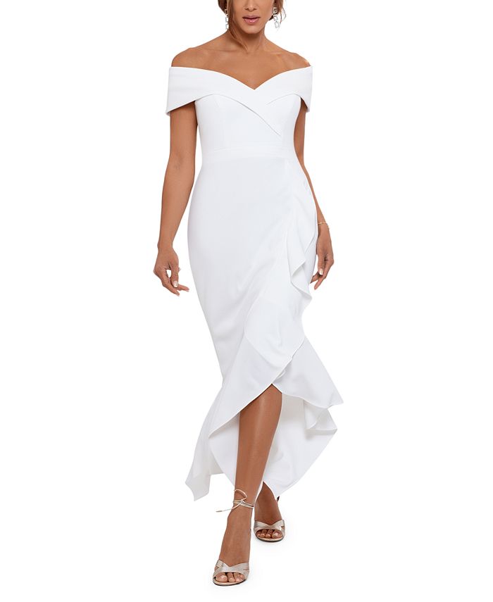 XSCAPE Off The Shoulder High Low Gown Macy s
