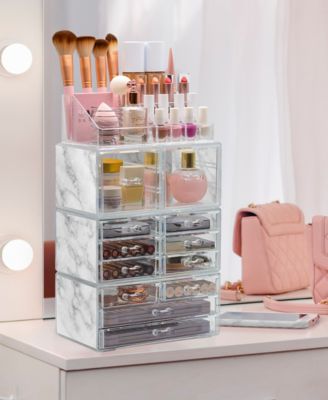 Makeup and Jewelry Display Storage Case Set, 4 Pieces