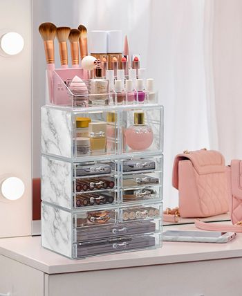 Sorbus Acrylic Cosmetics Makeup Organizer Storage Case Holder Display with  Slanted Front Open Lid - Macy's
