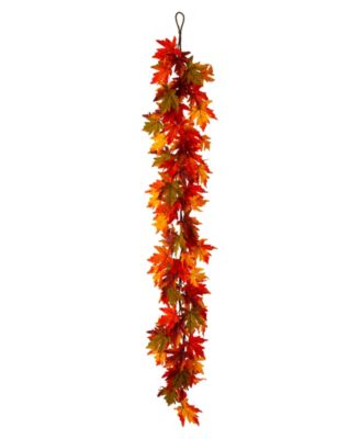 6' L Fall Lighted Maple Leaves Garland