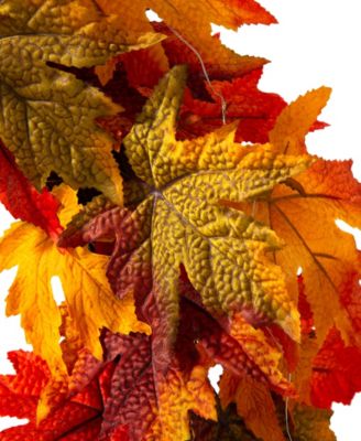 24" D Fall Lighted Maple Leaves Wreath