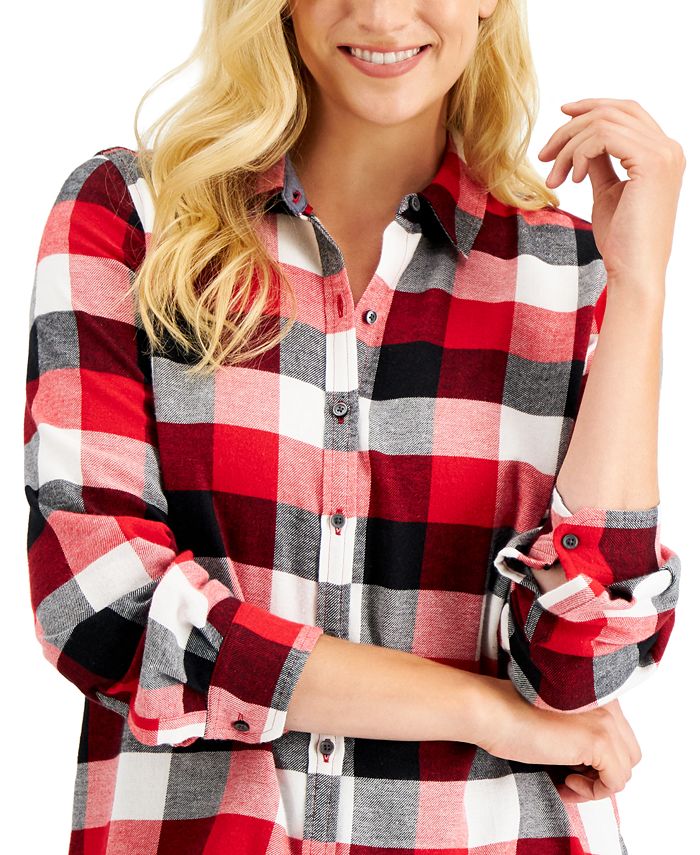 Charter Club Petite Plaid Flannel Shirt, Created for Macy's Macy's
