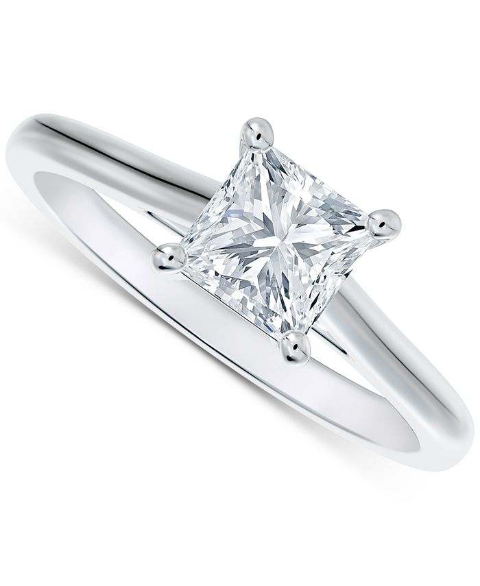De Beers Forevermark - Diamond Princess-Cut Cathedral Solitaire Engagement Ring (5/8 ct. t.w.) in 14k White Gold