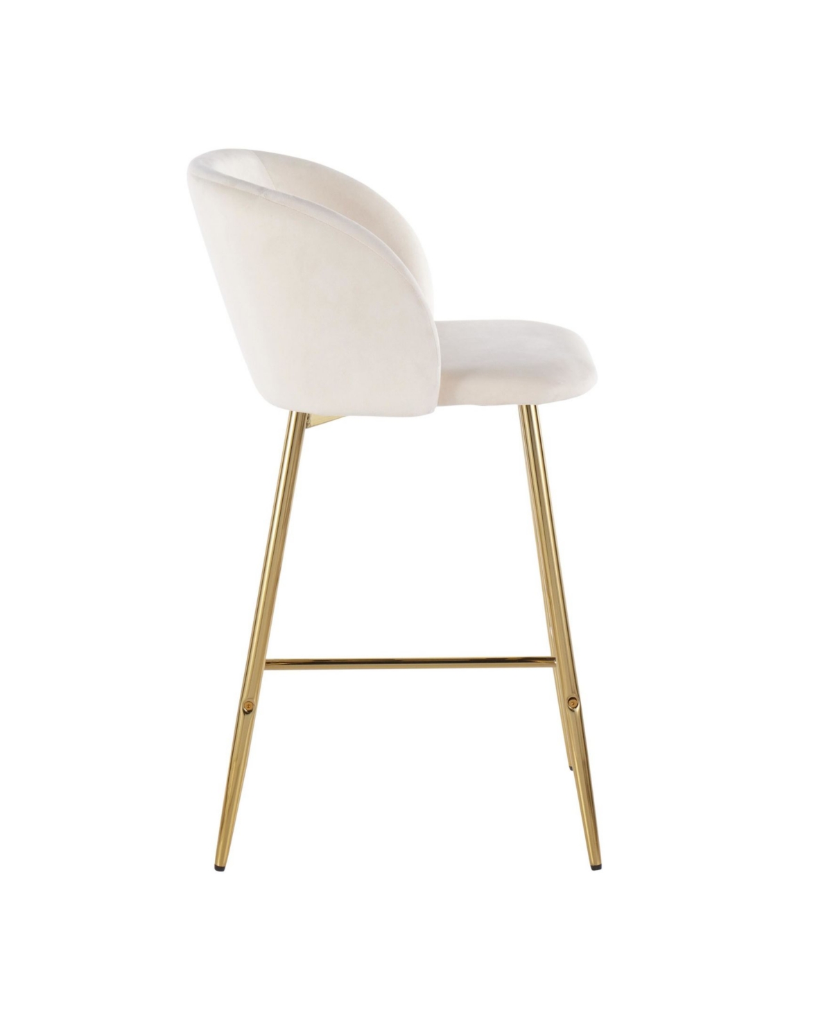 Fran Contemporary Counter Stool, Set of 2 - Gold-Tone Steel, Cream Velvet