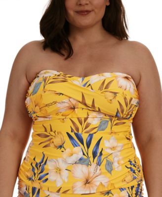 La Blanca - Plus Size Belle Fiore Twist Bandeau Tankini Top