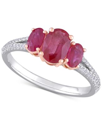 Macy's - Ruby (1-1/2 ct. t.w.) & Diamond (1/6 ct. t.w.) Ring in 14k Rose & White Gold