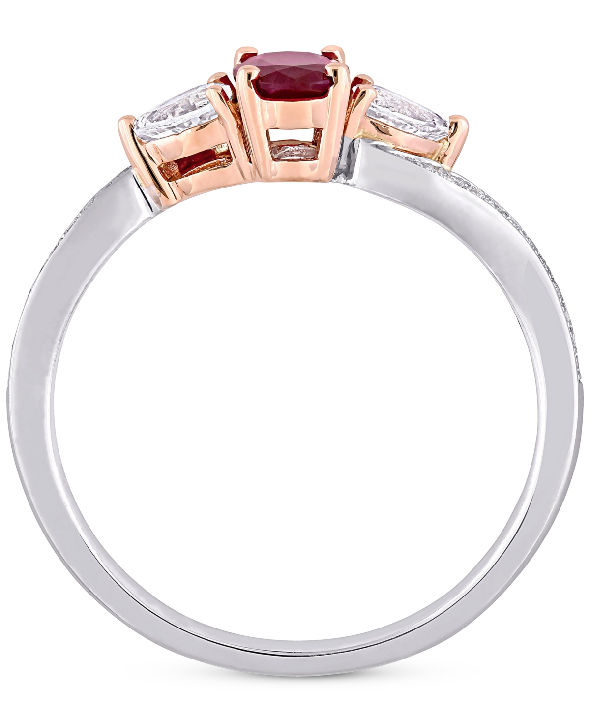 (7/8 ct. t.w.), White Sapphire (1/3 ct. t.w.) & Diamond (1/20 ct. t.w.) Ring in 14k White & Rose Gold - Ruby