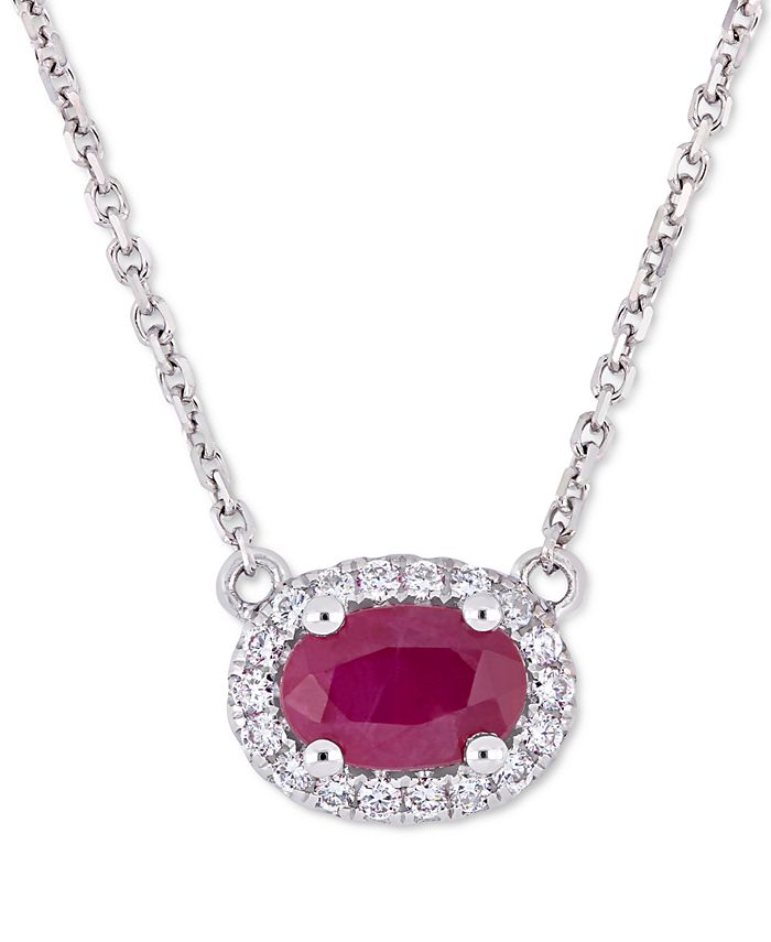 Macy s Ruby 3 5 ct. t.w. Diamond 1 10 ct. t.w. Oval Halo 17