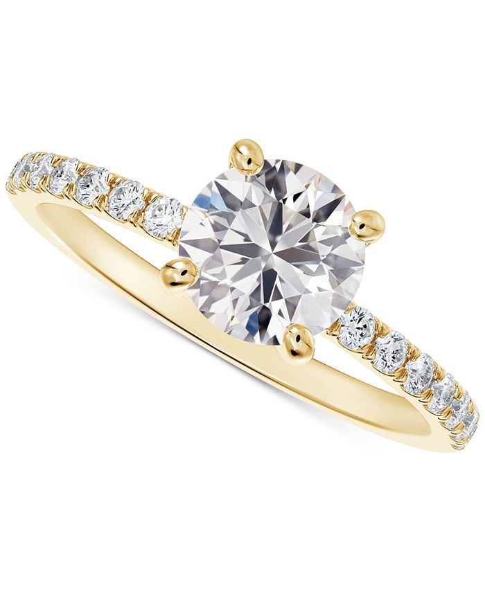 De Beers Forevermark - Diamond Solitaire Round-Cut Pav&eacute; Engagement Ring (7/8 ct. t.w.) in 14k Gold