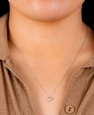 Pav&eacute; Hummingbird Pendant Necklace in Sterling Silver, 16" + 2" extender