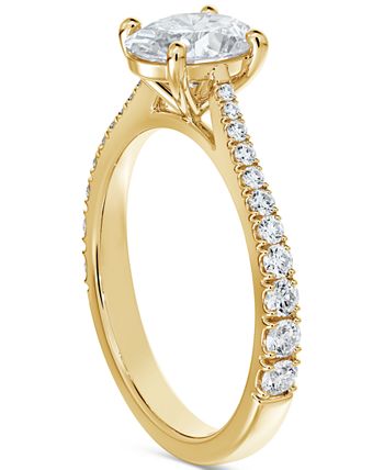 De Beers Forevermark - Diamond Oval-Cut Solitaire Tapered Pav&eacute; Engagement Ring (1-1/10 ct. t.w.) in 14k Gold