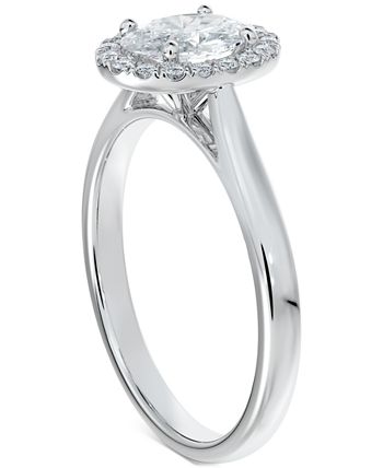 De Beers Forevermark - Diamond Oval-Cut Halo Engagement Ring (7/8 ct. t.w.) in 14k White Gold