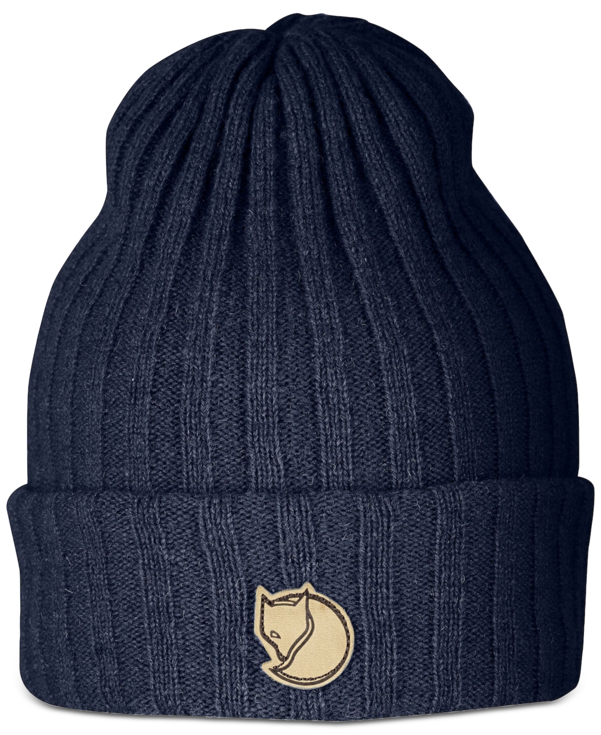 Shop Fjall Raven Men's Byron Wool Logo Ribbed Beanie Hat In Dark Navy