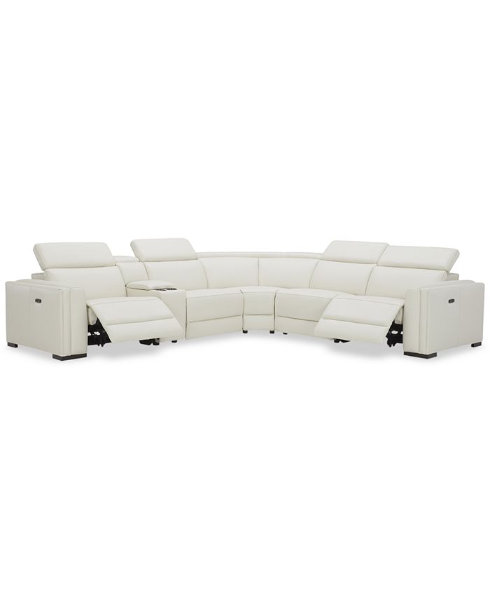 Furniture 6Pc. Leather L Sectional with 2 Power Motion