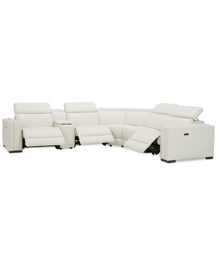 Furniture 6Pc. Leather L Sectional with 3 Power Motion