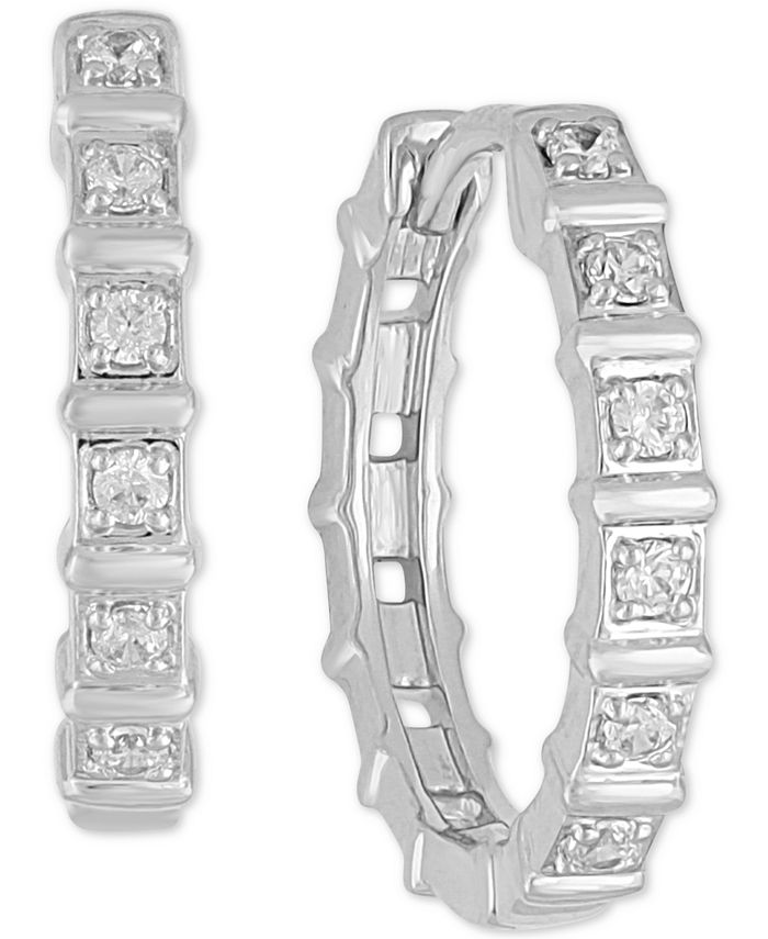 Macy's Diamond Small Huggie Hoop Earrings (1/10 ct. t.w.) in Sterling