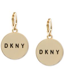 Gold-Tone Logo Disc Drop Earrings