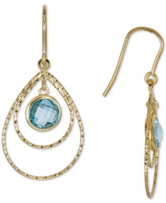 Sky Blue Topaz Double Teardrop Drop Earrings (2-1/5 ct. t.w.) in 14k Gold-Plated Sterling Silver