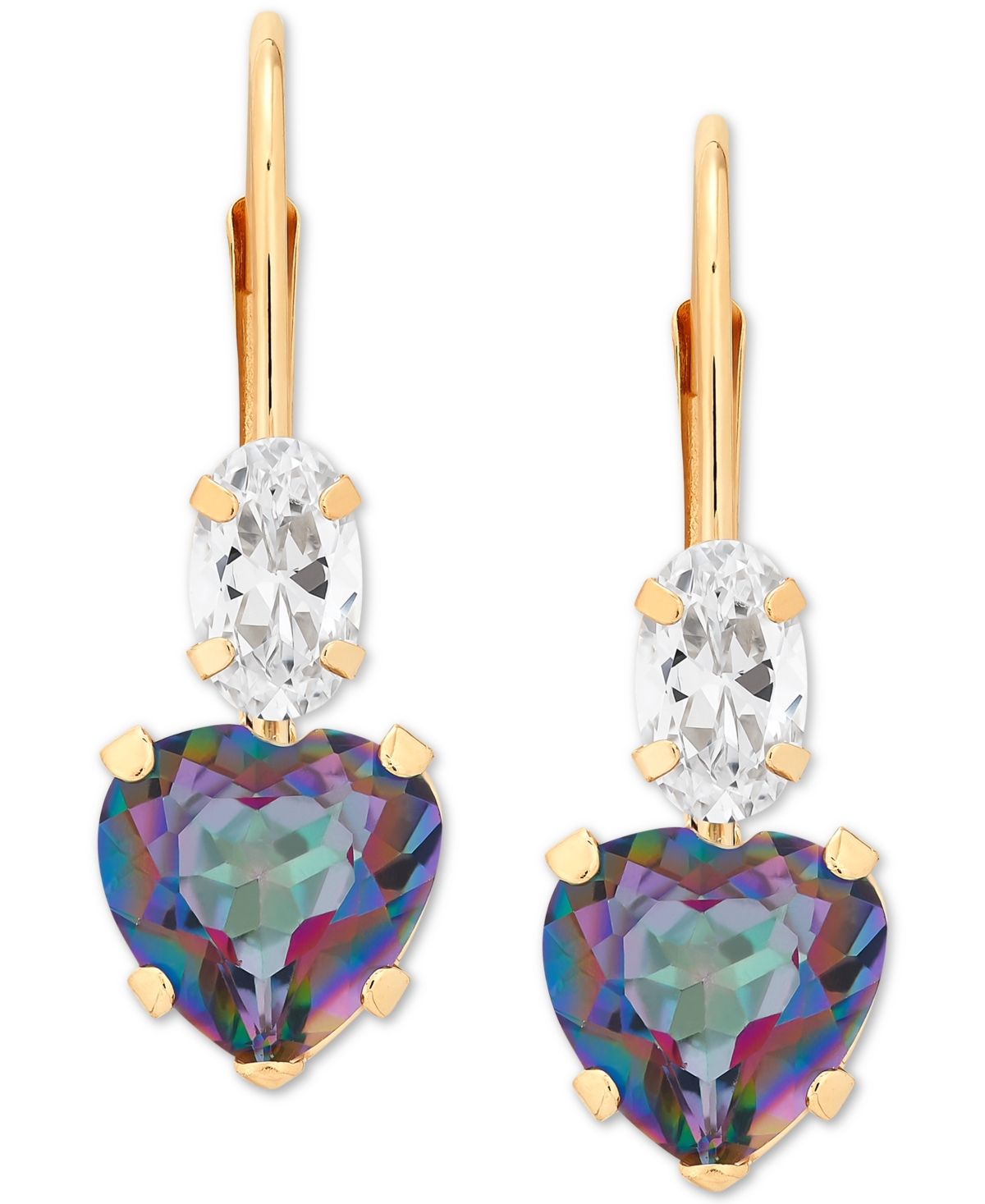 (2 ct. t.w.) & Cubic Zirconia Leverback Drop Earrings in 14k Gold - Mystic Topaz