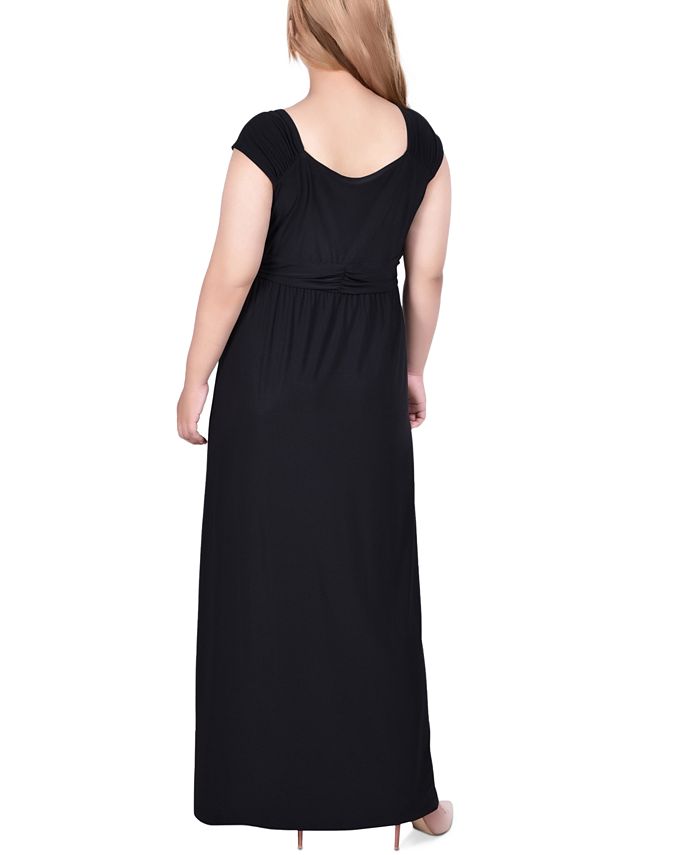 NY Collection Women's Plus Popover Maxi Dress Black Size 3X