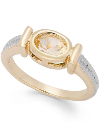 Macy's - Citrine Cable Ring in 18k Gold over Sterling Silver (3/4 ct. t.w.)