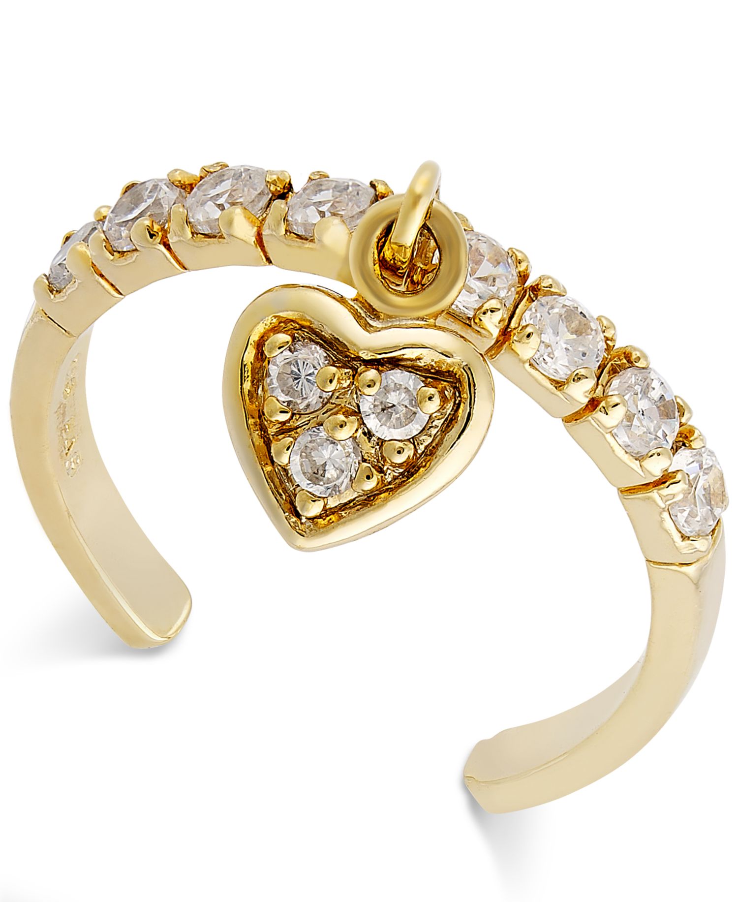 Cubic Zirconia Heart Dangle Toe Ring