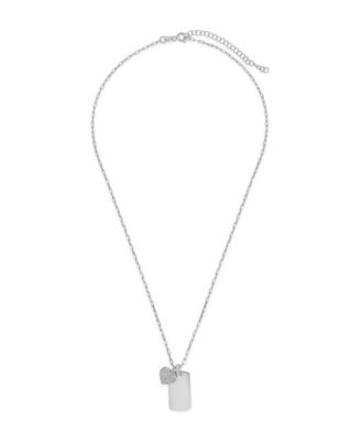 Women's Tag and Cubic Zirconia Heart Pendant Necklace