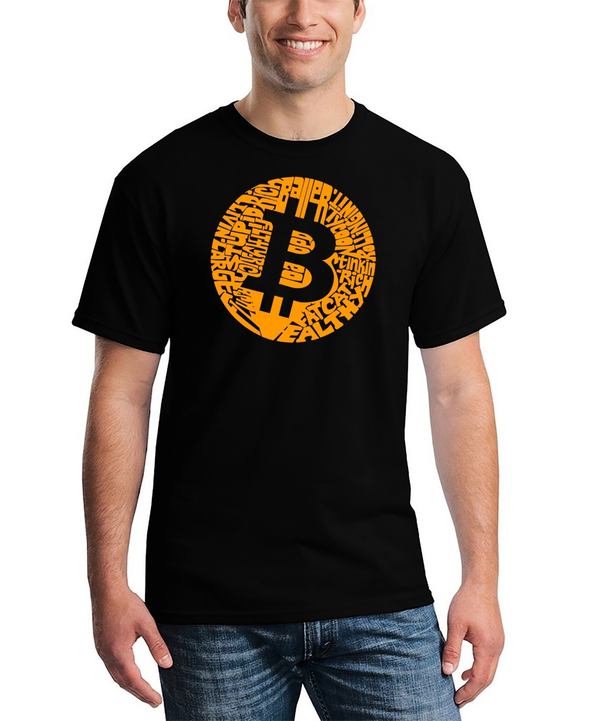 Men's Bitcoin Word Art T-shirt - Gray