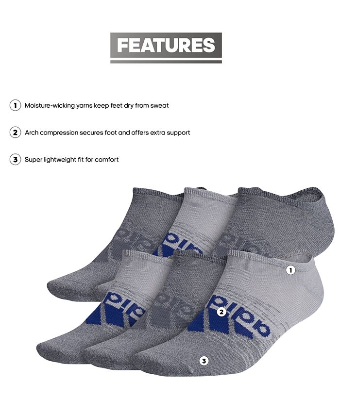 adidas Men's 6Pack Superlite Badge Of Sport NoShow Socks & Re