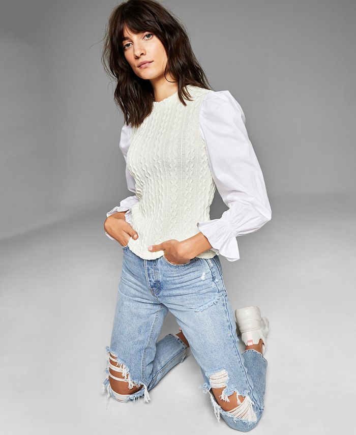 Layered look sweater best sale blouse
