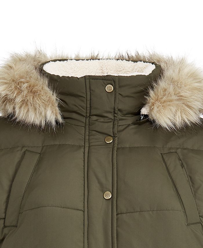 Lauren Ralph Lauren Plus Size Hooded Down Puffer Coat, Created for Macy ...