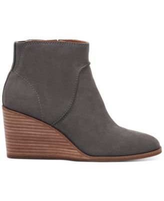 womens gray wedge booties